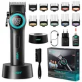 Produktbild: VGR 001 Professionelle Haarschneidemaschine für Männer, Schnurlose Friseurschermaschine zum Haarschneiden, Karbonstahlklinge Haarschneider für Barbiere, 9000 U/min, LED-Anzeige, Schwarz