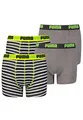 Produktbild: PUMA 4er Pack Basic Boxer Printed Stripes Boxershorts Jungen Kinder Unterhose, Farbe:Fluo Yellow / Grey, Bekleidung:164