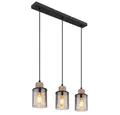 Produktbild: GLOBO LIGHTING Pendelleuchte, Leuchtmittel nicht inklusive, Hängelampe Esstischleuchte Pendellampe Rauchglas Holzlampe