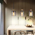 Produktbild: Esstischlampe Hängelampe Pendelleuchte Rauchglas Holz braun Retro LxB 55x120cm