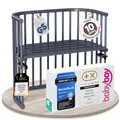 Produktbild: babybay Original Beistellbett aus massivem Buchenholz / kompakt & verwandelbar / Kinderbett Höhe stufenlos verstellbar & umweltfreundlich / mitwachsendes Babybett (schiefergrau lackiert)