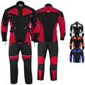 Produktbild: Motorradkombi Herren 2-teiler mit 6CE-Protektoren Motorradanzug Textil Winddicht Motorradjacke & Motorradhosen-Set - aus 4 Schichten Abnehmbar Thermofutter - insgesamt 9 Taschen - Rot - 60