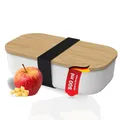 Produktbild: elasto PROMOTION FOR LIFE Vorratsdose 'Beech', schicke Lunchbox, Pausenbrot-Behälter, Leckereien-Box mit Deckel aus Buchenholz und Elastikband, Farbe:weiß/natur