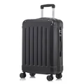 Produktbild: YONSLY Koffer Suitcase L Schwarz, Trolley Reisekoffer, Rollkoffer Handgepäck mit 4 Rollen 360°, Hartschalenreisekoffer, Zahlenschloss, Weicher Gummigriff
