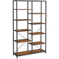 Produktbild: Vasagle Bücherregal LLS155B01, schwarz / vintage braun, aus Metall / Holz, 10 Ebenen, 100 x 170 x 30cm