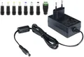 Produktbild: Poppstar Steckernetzteil 12V 2A (2000mA, 5,5/2,5mm) Universal-Netzteil (Strom-Adapter mit 8er Hohlstecker Set, 150cm)