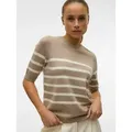 Produktbild: Vero Moda Kurzarmpullover VMSABA PLAIN, Feinstrickpullover (Damenpullover, Rundhalsausschnitt, Kurzarm, Sommerpulli) im Regular Fit aus pflegeleichtem Materialmix mit Viskose braun S (36)