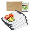 Produktbild: Exitoso Frühstücksbrettchen 4er Set mit Saftrille & Griff aus Kunststoff | Rutschfestes & spülmaschinenfestes Schneidebrett | Antibakterielles Brettchen Set | BPA-Frei & beidseitig verwendbar