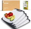 Produktbild: Exitoso Schneidebrett 4er-Set spülmaschinenfest mit Saftrille, Kunststoff, (4-St), Brotzeitbrett Frühstücksbrettchen Brot Obst Steak rutschfest