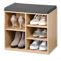 Produktbild: KESPER® Schuhschrank Eiche Sonoma, Eichendekor mit Sitzkissen, kompakt, 3 Fächer + 1 großes Fach, -, mit variablem Boden, 15925 - Hellbraun/Grau