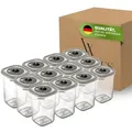 Produktbild: Viwares Gewürzdosen Set – 12 Aufbewahrungsdosen mit Streudeckel – BPA-frei, spülmaschinengeeignet, transparent – ideal als Gewürzstreuer, ... - Grau