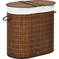 Produktbild: HOMCOM Wäschekorb 100L mit Deckel Griff 2 Wäschesäcken Bambus Braun
