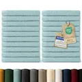 Produktbild: Blumtal Premium Frottier Gästehandtücher Set 24 teilig 100% Baumwolle - Oeko-TEX zertifiziertes Gästehandtuch 24x (30x30 cm) - Ultra saugstarkes Gästetücher Set waschbar °60 - Handtücher Hellblau
