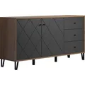 Produktbild: trendteam Montez Sideboard Eiche Nachbildung/Graphit, B/H/T ca. 183/76/40 cm - Grau