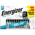 Produktbild: Energizer Max Plus AAA Batterien (10 Stück) - Alkali-Batterie 1,5V - Bis zu 130% längere Leistung - Leistungsstark und Langlebig - 100% plastikfreie Recycelbar Verpackung - 15 Jahre lagerfähig