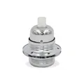 Produktbild: Licht-Zubehoer.de by MLZ E27 Fassung aus Metall, Chrom, E27 Sockel, M10x1 Innengewinde, 250V/4A, 230°C, 56x40mm, Erdklemme, Gefederter Mittelpol, 2 Stellringe, Transparente Zugentlastung