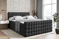 Produktbild: ALTDECOR Boxspringbett mit Matratze und Lattenrost - VIONE -Z KING - 200x200 cm - Schwarz Samt - Topper, Fußteil, Polsterbett mit Bettkasten, Bett mit Stauraum H3 - und H4 - Matratze, Doppelbett, Springboxbett