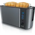 Produktbild: Toaster für 4 Scheiben Langschlitz, 1500W, mit Display, Doppelwandgehäuse wärmeisolierend, Brötchenaufsatz, Auftaufunktion, Grau - Arendo