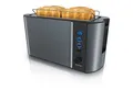 Produktbild: Arendo Toaster Edelstahl, Langschlitz, Display mit Restzeitanzeige, Krümelschublade, 2 lange Schlitze, für 4 Scheiben, 1500 W, Defrost Funktion, Wärmeisolierendes Gehäuse, mit Brötchenaufsatz