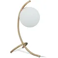 Produktbild: Tischlampe Kugel, Geschwungen, Metall & Glas, E27, Lampe Schlafzimmer, Wohnzimmer, Nachttischlampe, Gold/weiß - Relaxdays
