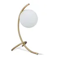 Produktbild: Relaxdays Tischlampe Kugel, geschwungen, Metall & Glas, E27, Lampe Schlafzimmer, Wohnzimmer, Nachttischlampe, gold/weiß, 10034190, 40 x 15 x 22.5 cm