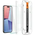 Produktbild: Spigen 2x Displayschutz fr iPhone 16 / 15 Schutzglas Panzerfolie Anbringhilfe - Transparent