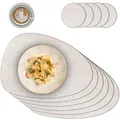 Produktbild: matches21 HOME & HOBBY Ovales Tischset mit Glasuntersetzer im 6er Set - Platzset für Esstisch & Küche Beige meliert - Hitzebeständige PVC Untersetzer abwaschbar