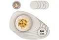 Produktbild: matches21 HOME & HOBBY Platzset Ovales Tischset mit Glasuntersetzer, 6er Set, in Beige meliert, (6-St), Hitzebeständige abwaschbare PVC Platzsets