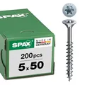Produktbild: SPAX Universalschraube, 5 x 50 mm, 200 Stück, Teilgewinde, Senkkopf, T-STAR plus T20, 4CUT, WIROX - 0191010500503
