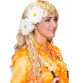 Produktbild: NET TOYS Margeriten Haarblumen Hippie Ansteckblumen, 2er Set, 70er Jahre Blumenanstecker Flower Power Haarschmuck, Damen Accessoire, 2 Stück