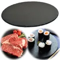 Produktbild: LS-LebenStil XL Schieferplatte 35x35cm Schwarz - Naturschiefer-Platten - Rund - Servierplatte Schieferteller Tischset Sushi Deko Tablett Tapas-Teller Schiefertafel Steinplatte Tafelplatte
