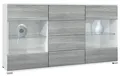 Produktbild: Vladon Sideboard Bari V1 (Kommode mit 2 Türen, 4 Schubladen und 2 flexible Glaseinlegeböden), Weiß matt/Avola-Anthrazit (138,5 x 75,5 x 35)