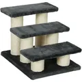Produktbild: PawHut Tiertreppe für Katzen und Hunde 3-Stufen Hundetreppe Katzentreppe Plüsch Dunkelgrau 45x35x34cm für einfaches Ein- und Aussteigen   Aosom.de