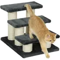 Produktbild: Hundetreppe 3 Stufen 34 cm Hoch Haustiertreppe für Hunde Katze Katzentreppe Hunderampe Einstiegshilfe für Bett, Sofa, Couch Dunkelgrau - Pawhut