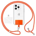 Produktbild: NALIA HoldMe Air Universal-Kette mit Pad, Band für Handy-Hülle zum Umhängen, Karabinerhaken aus Metall (silber), Schlüsselband Umhängeband 160 CM, Crossbody Lanyard mit Schlaufe, Farbe:Orange