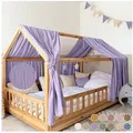 Produktbild: lilimaus Betthimmel Musselin Hausbett Himmel für Kinderzimmer mit Gold Applikation, Musselin Betthimmel aus Baumwolle für Kinderzimmer-Deko lila 67 cm x 320 cm