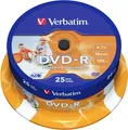 Produktbild: Verbatim DVD-R Wide Inkjet Printable 4.7GB 25er Pack Spindel DVD Rohlinge