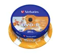 Produktbild: Verbatim DVD-R 4.7GB 25er Spindel bedruckbar 16x Hardcoat Scratch Guard OVP
