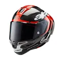 Produktbild: Alpinestars Race Helm Supertech R10 Element Motorradhelm Integralhelm Carbonhelm, BLACK CARBON BRIGHT RED WHITE, L