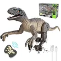 Produktbild: Kizmyee Dinosaurier Spielzeug，Dinosaurier Ferngesteuert für Kinder Realistisches Velociraptor mit Gehen，Brüllen，Leuchtenden Augen und Kopfschütteln Kleinkinder Jungen Mädchen Geschenkfür