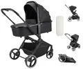 Produktbild: Booboo Kinderwagen Jazzi 2 in 1 Kombi-Kinderwagen inkl. Babywanne mit Matratze, Sportwagen, Sportsitz mit Liegefunktion, Zusammenklappbar - Black