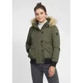 Produktbild: OXMO Winterjacke OXAcila Wattierte Winterjacke mit Kapuze und abnehmbarem Kunstfellkragen grün XL