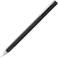 Produktbild: Lamy cp1 black Füller – minimalistischer Füllfederhalter in elegantem Gehäuse aus Ganzmetall – mit abgefedertem Edelstahl-Clip & Stahlfeder in Strichbreite EF – inkl. Tintenpatrone T 10 blau
