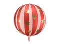 Produktbild: PartyDeco® FB243-007 Folienballon rund 50cm gestreift mit Sternen - Ballon für Helium oder Luft | Luftballon Folienluftballon - Geburtstagsdeko & Partydeko | Weihnachtsdeko - Rosa Rot Gold