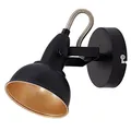 Produktbild: BRILONER - Wandleuchte Innen schwenkbar, Vintage, E14 Fassung, max. 40 Watt, Wandlampe innen, Wandstrahler, Wandlicht, Wandbeleuchtung, Schlafzimmer, Flurlampe, 15,6x10 cm, Schwarz-Gold