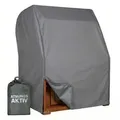 Produktbild: MR.DEKO Strandkorb-Schutzhülle Aero Protect XL– Atmungsaktiv & Wetterfest, Dunkelgrau (Passend für 2-Sitzer z.B. Modelle Düne, Seeblick, 1-St), Abdeckung, Reißverschlüssen & Zugband – Schutz vor Schimmel & Regen grau XL | 145 cm x 98 cm x 170 cm