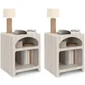 Produktbild: IDMarket - Set aus 2 organischen Nachttischen Alesia beige mit Marmoreffekt 2 Fächer