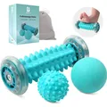 Produktbild: Fußmassage Roller Faszienball 3er Set Walzenmassagegerät Blaugrün Paradiesfarben
