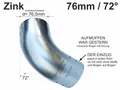 Produktbild: Zink Fallrohrbogen mit Einzug d= 76mm x 72° Regenfallrohr Bogen