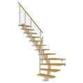 Produktbild: Dolle Mittelholmtreppe Hamburg 1/4 gewendelt Buche, geölt 75 cm breit für Geschosshöhen 222 – 258 cm UK Metall Weiß inkl. einseitigem Designgel?